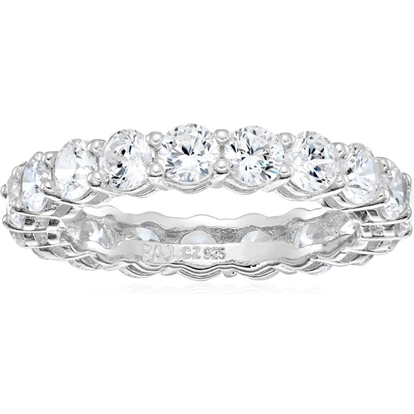CZ Eternity Band Platinum over 925 sterling Silver, size: 6 - Picture 1 of 7